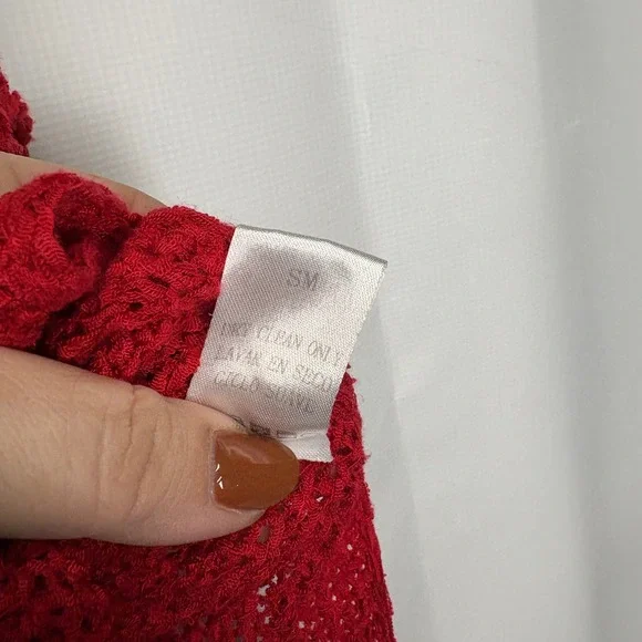 Red Knit Sweater Oversized V Neck Long Sleeve Pullover Comfy Casual Top‎ - Picture 4 of 4